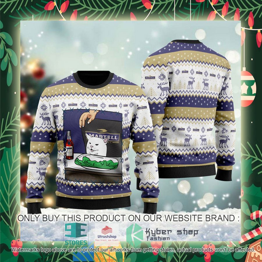 martell cognac cat meme ugly christmas sweater 2 35194