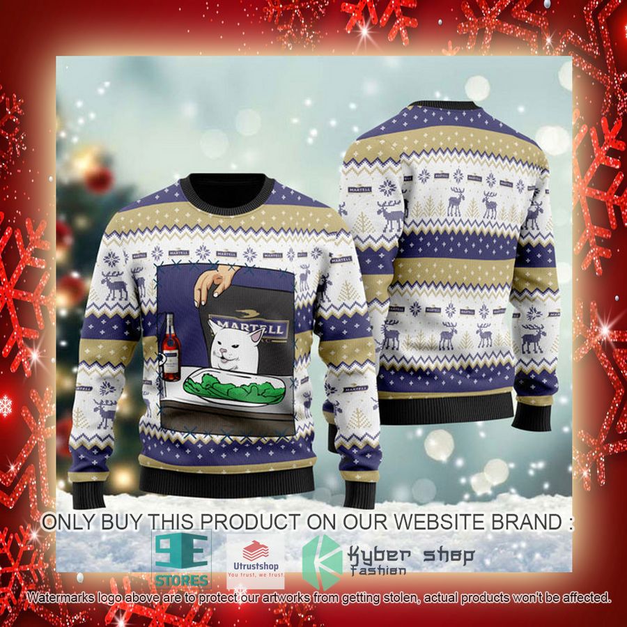 NEW Martell Cognac Cat Meme Christmas Ugly Sweater 3 martell cognac cat meme ugly christmas sweater 3 17480