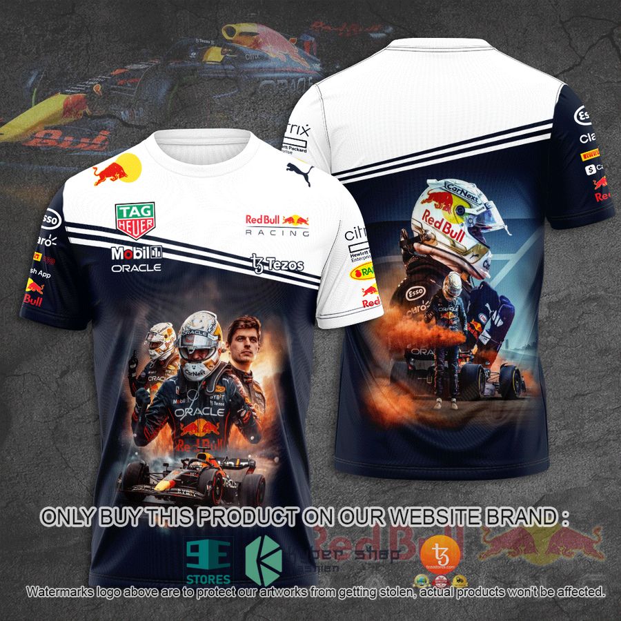 max verstappen red bull racing black white 3d t shirt 1 30780