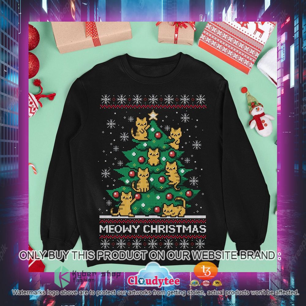 Meowy Christmas Tree Ugly Sweater 3 meowy christmas tree ugly sweater 3 70202