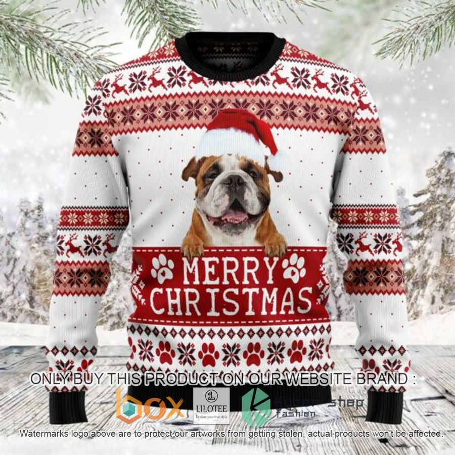 merry christmas bulldog ugly christmas sweatshirt 1 4689