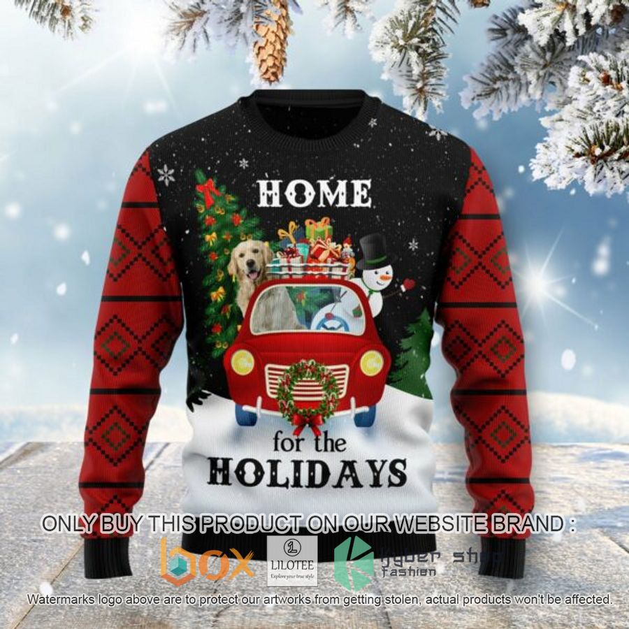 merry christmas golden retriever and snowman ugly christmas sweatshirt 1 23441