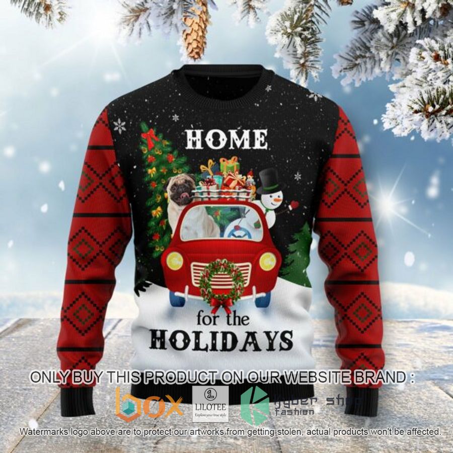 merry christmas pug and snowman hz100 ugly christmas sweatshirt 1 53550