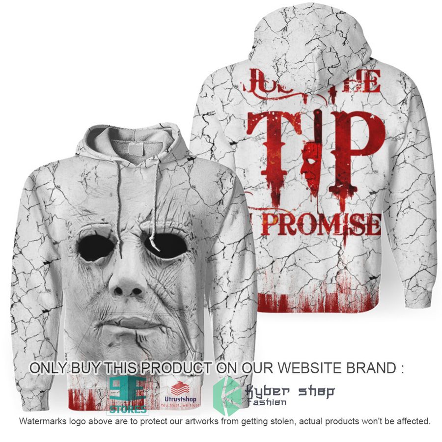 NEW Michael Myers Face Just The Tip I Promise White Full Print Hoodie 1 michael myers face just the tip i promise white hoodie 1 51035