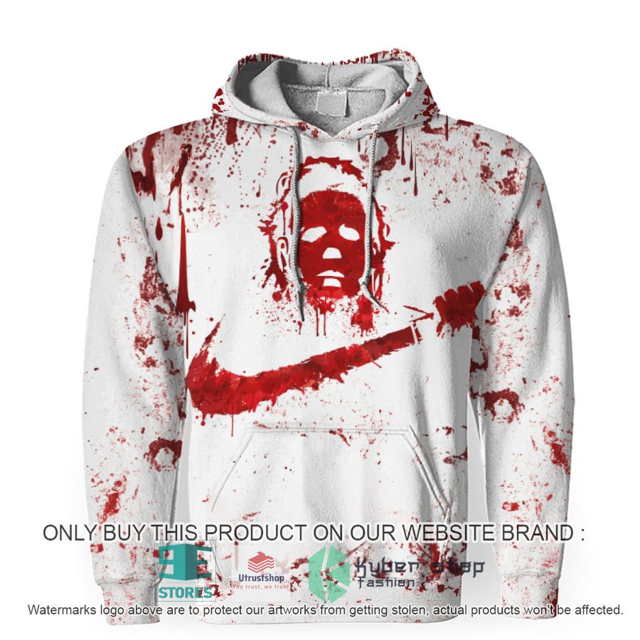 NEW Michael Myers Nike You Can't Kill the Bogeyman White Full Print Hoodie 2 michael myers nike you cant kill the bogeyman white hoodie 2 39282