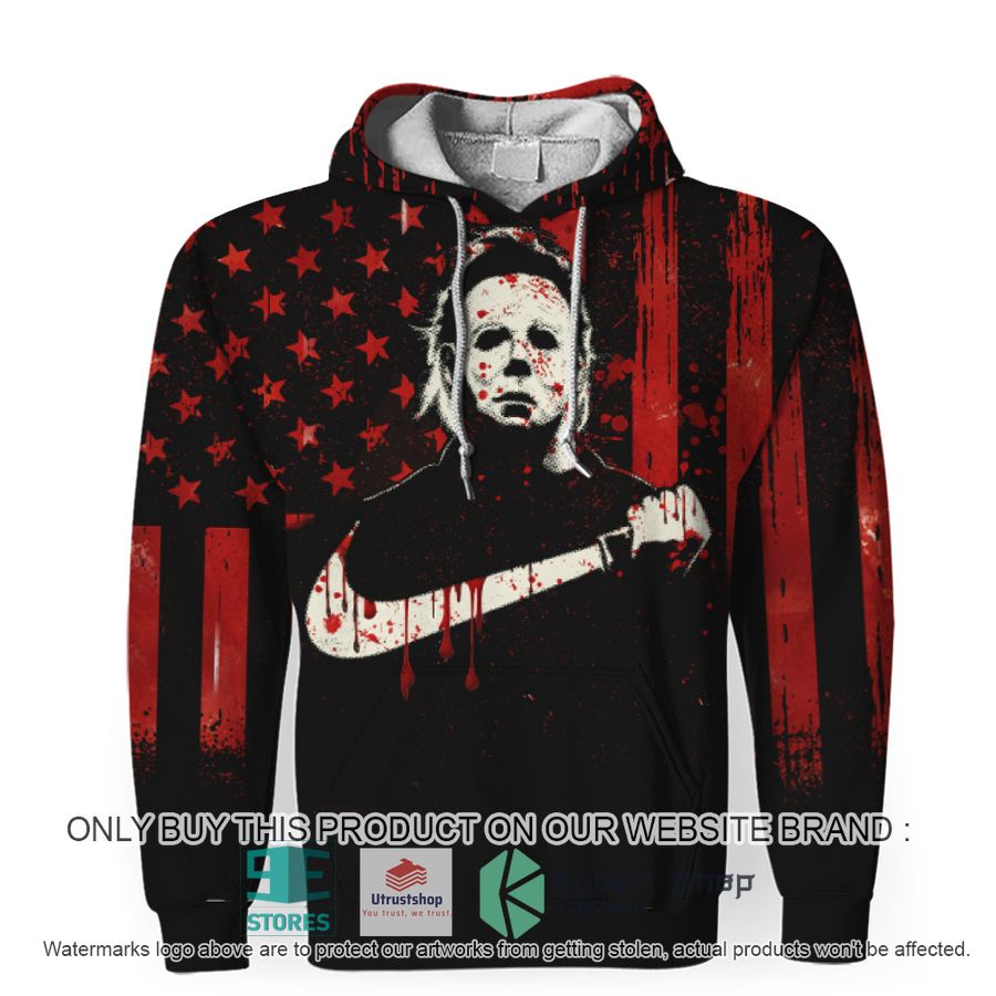 NEW Michael Myers US Flag Nike Just The Tip I Promise Bloody Full Print Hoodie 2 michael myers us flag nike just the tip i promise bloody hoodie 2 86595