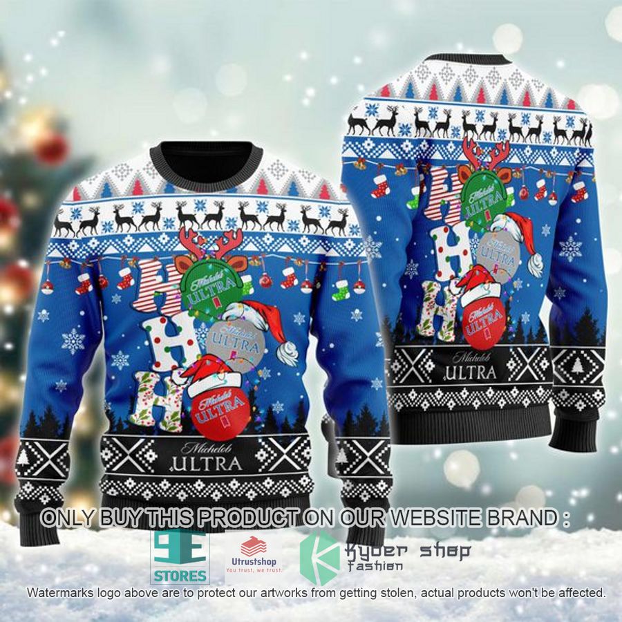 michelob ultra ho ho ho ugly christmas sweater 1 35665