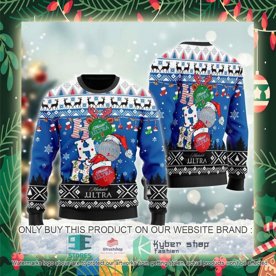 michelob ultra ho ho ho ugly christmas sweater 2 82288