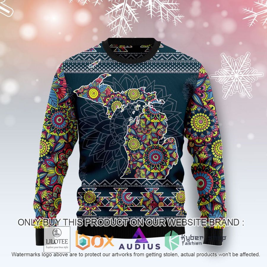michigan blue mandal ugly christmas sweater 1 95636