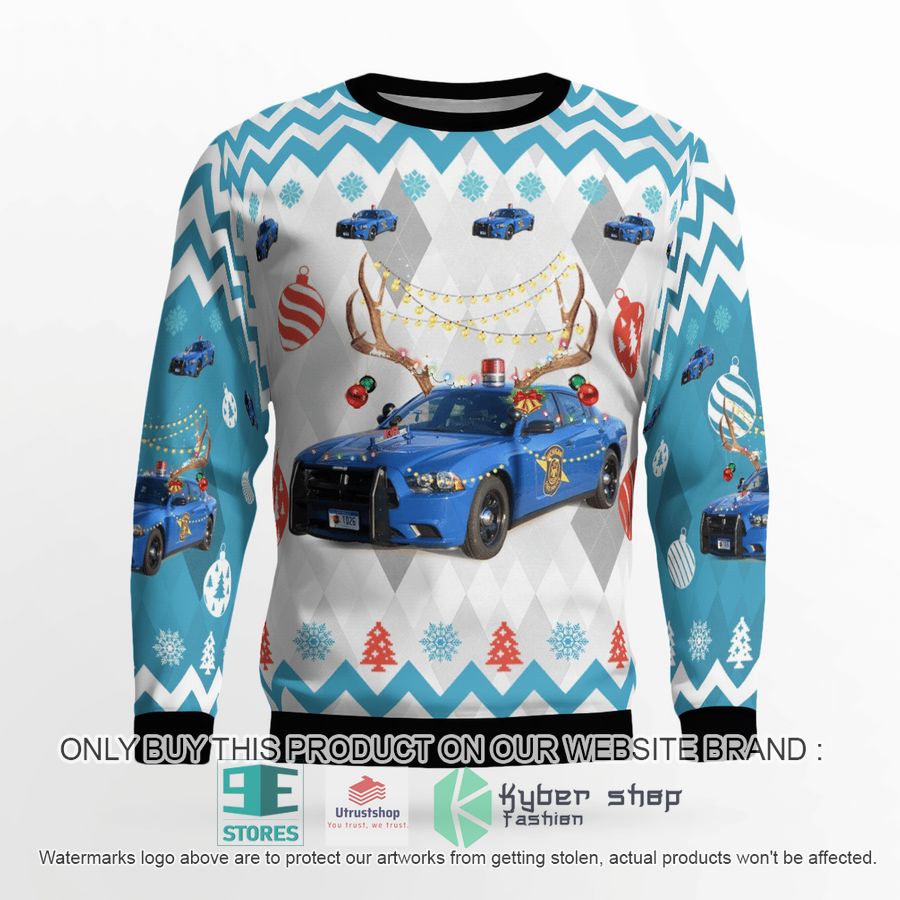 michigan state police dodge charger christmas sweater 2 83060