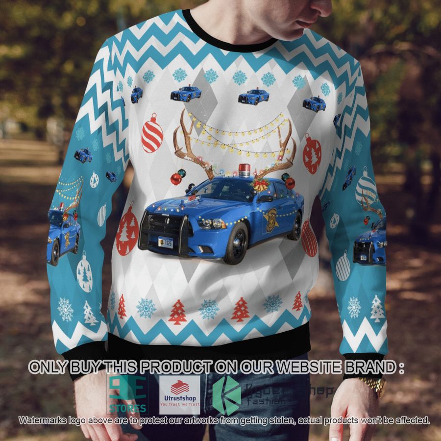NEW Michigan State Police Dodge Charger Christmas Sweater 4 michigan state police dodge charger christmas sweater 4 59356