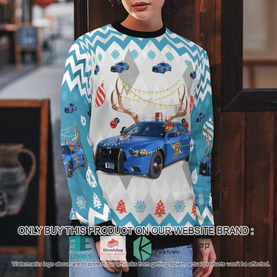 NEW Michigan State Police Dodge Charger Christmas Sweater 5 michigan state police dodge charger christmas sweater 5 45356