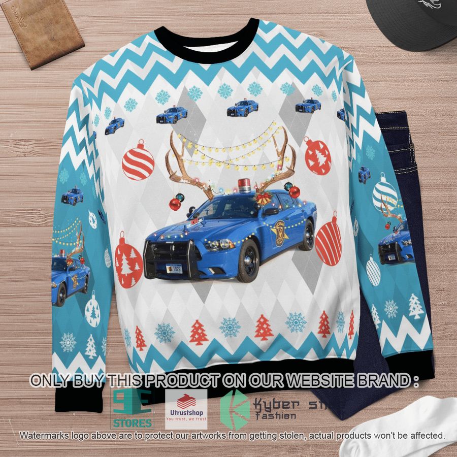 NEW Michigan State Police Dodge Charger Christmas Sweater 6 michigan state police dodge charger christmas sweater 6 41156