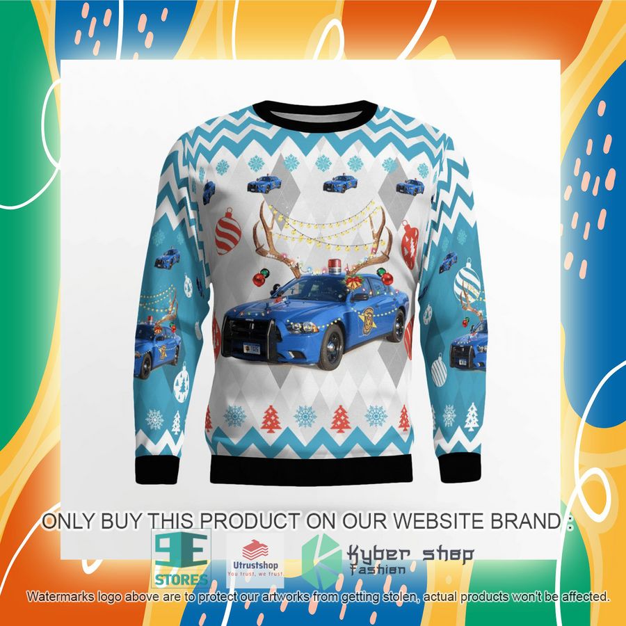NEW Michigan State Police Dodge Charger Christmas Sweater 8 michigan state police dodge charger christmas sweater 8 57976