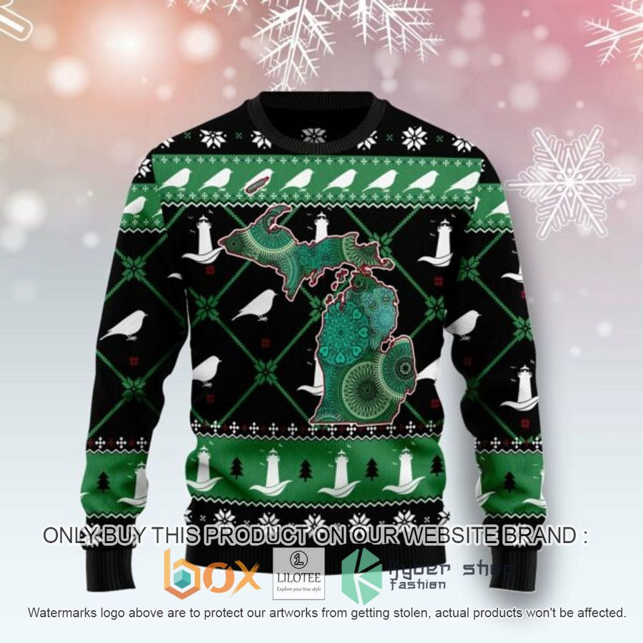 michigan usa symbols pattern ugly christmas sweatshirt 1 15318