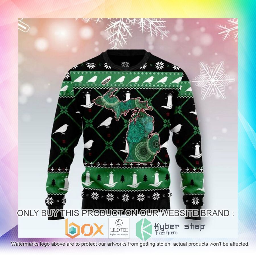 michigan usa symbols pattern ugly christmas sweatshirt 2 71923
