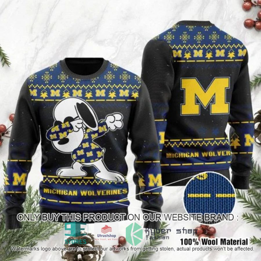 michigan wolverines snoopy dabbing ugly chrisrtmas sweater 2 33026