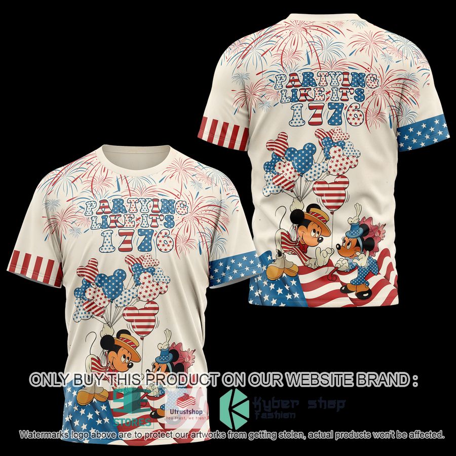 NEW Mickey Minnie United States Flag Partying Like It's 1776 Shirt, Hoodie 6 mickey minnie united states flag partying like its 1776 3d shirt hoodie 1 88700