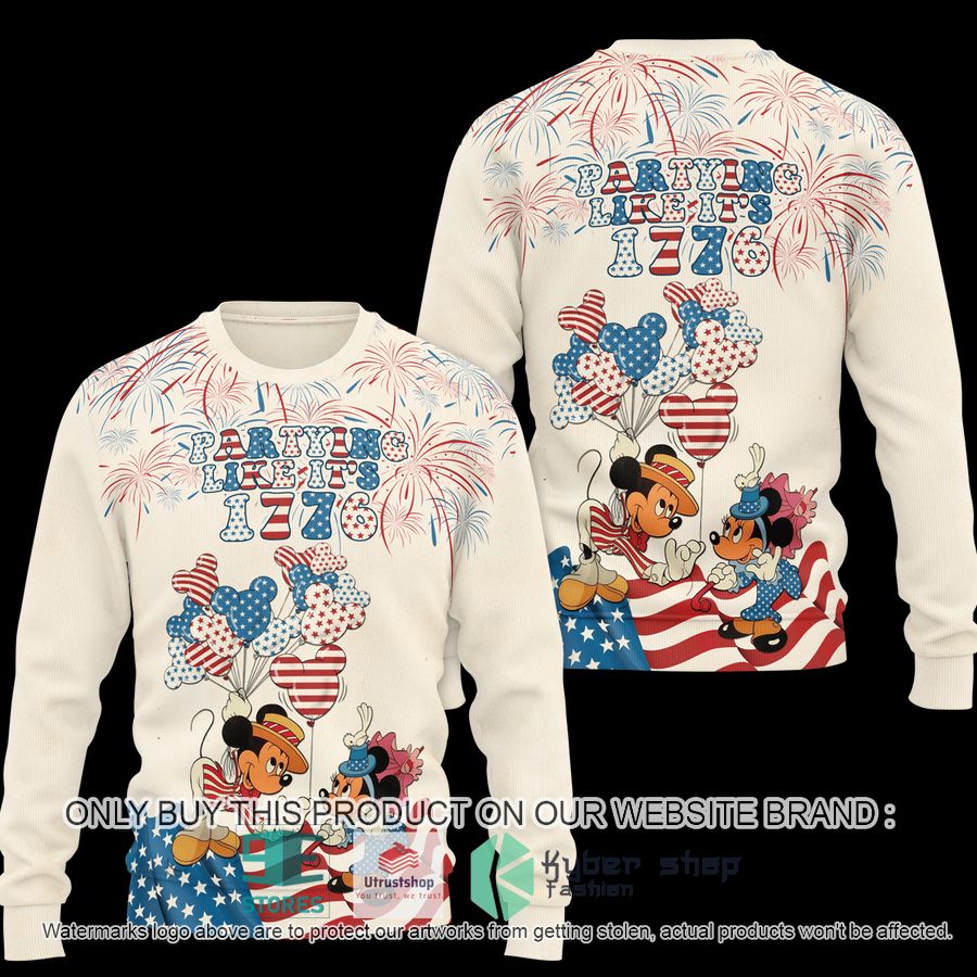 NEW Mickey Minnie United States Flag Partying Like It's 1776 Shirt, Hoodie 2 mickey minnie united states flag partying like its 1776 3d shirt hoodie 2 56834