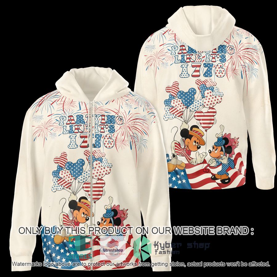NEW Mickey Minnie United States Flag Partying Like It's 1776 Shirt, Hoodie 3 mickey minnie united states flag partying like its 1776 3d shirt hoodie 3 69435