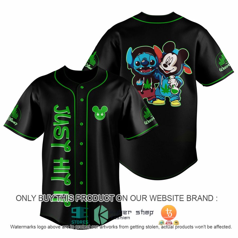 mickey mouse and stitch just hit it weed baseball jersey 1 25092
