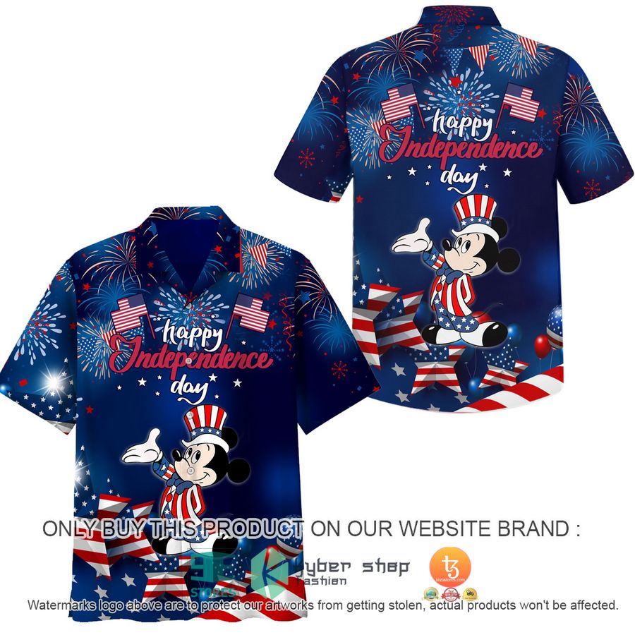 mickey mouse happy independence day clown us flag hawaiian shirt 1 6372