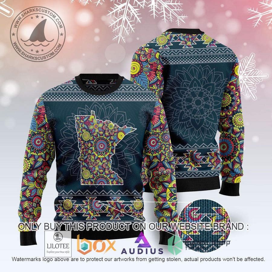 Minnesota Blue Mandal Ugly Christmas Sweater 3 minnesota blue mandal ugly christmas sweater 3 2936