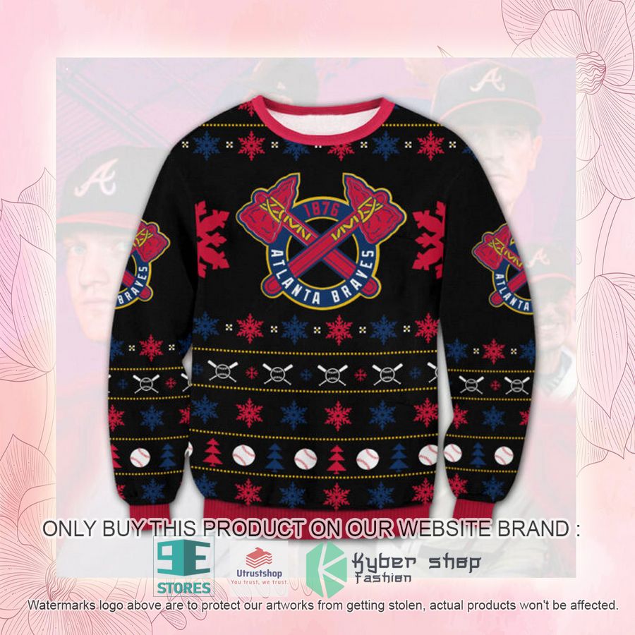 NEW MLB Atlanta Braves black red Ugly Sweater 2 mlb atlanta braves black red ugly christmas sweater 2 48478