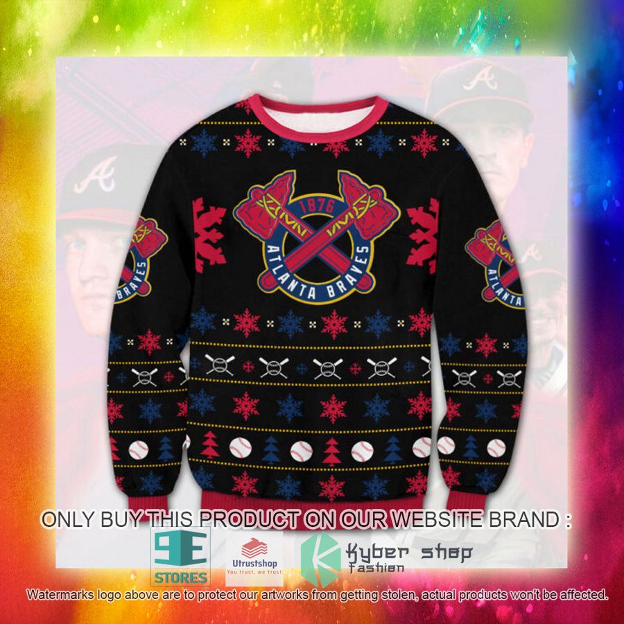 NEW MLB Atlanta Braves black red Ugly Sweater 3 mlb atlanta braves black red ugly christmas sweater 3 19863