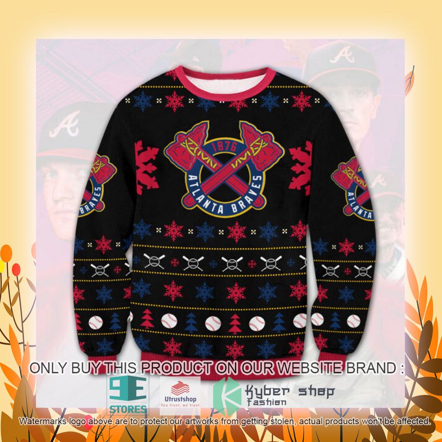 NEW MLB Atlanta Braves black red Ugly Sweater 4 mlb atlanta braves black red ugly christmas sweater 4 89809