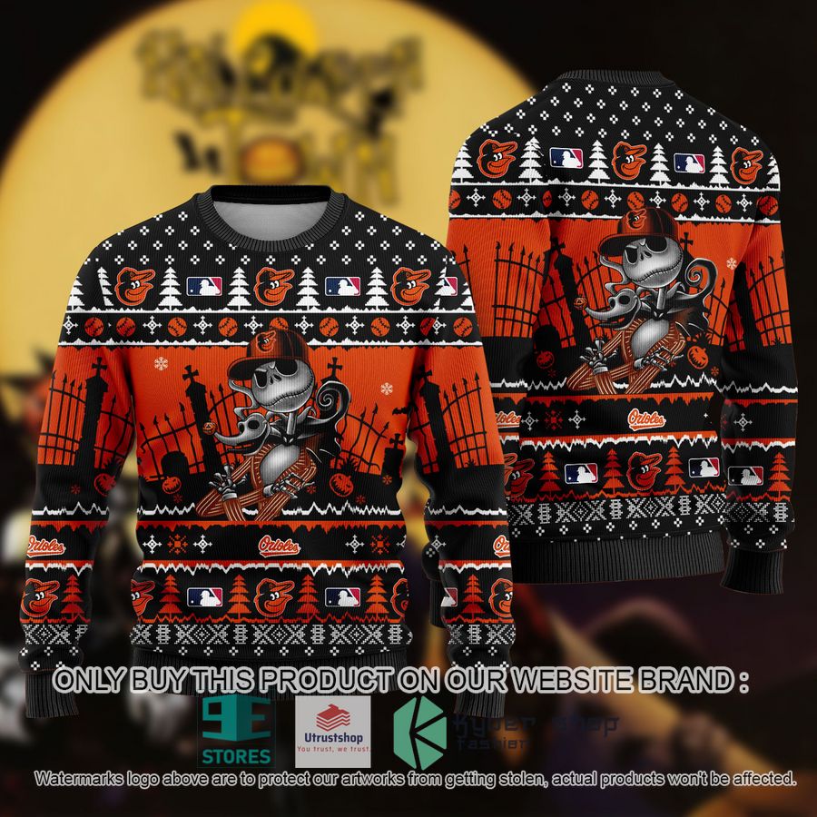 mlb jack skellington baltimore orioles ugly christmas sweater 1 74583