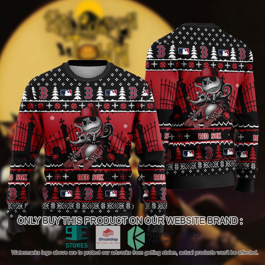 mlb jack skellington boston red sox ugly christmas sweater 1 59753