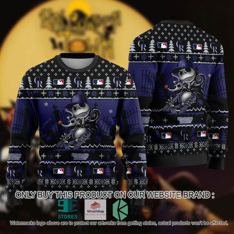 mlb jack skellington colorado rockies ugly christmas sweater 1 63963