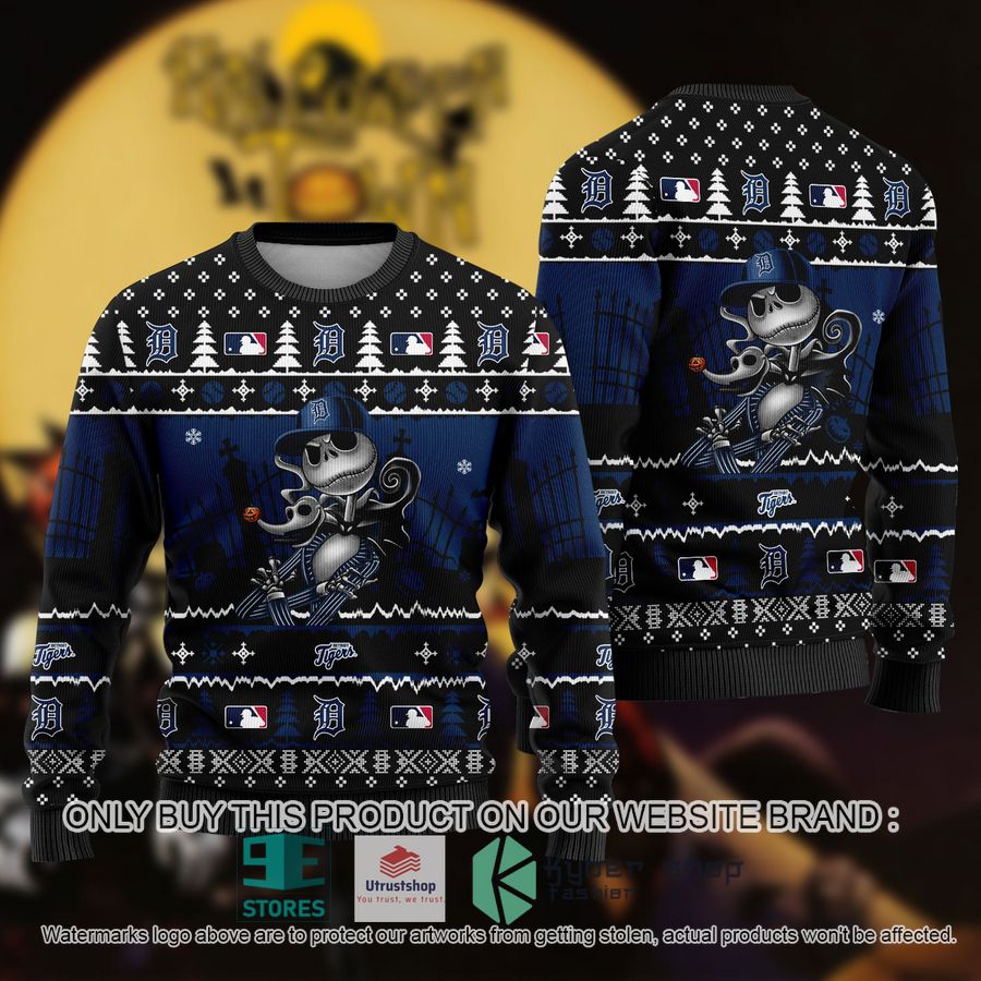 mlb jack skellington detroit tigers ugly christmas sweater 1 46434