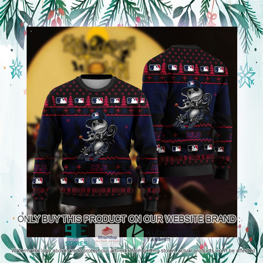 NEW Jack Skellington Logo MLB Sweatshirt 3 mlb jack skellington logo mlb ugly christmas sweater 3 86504