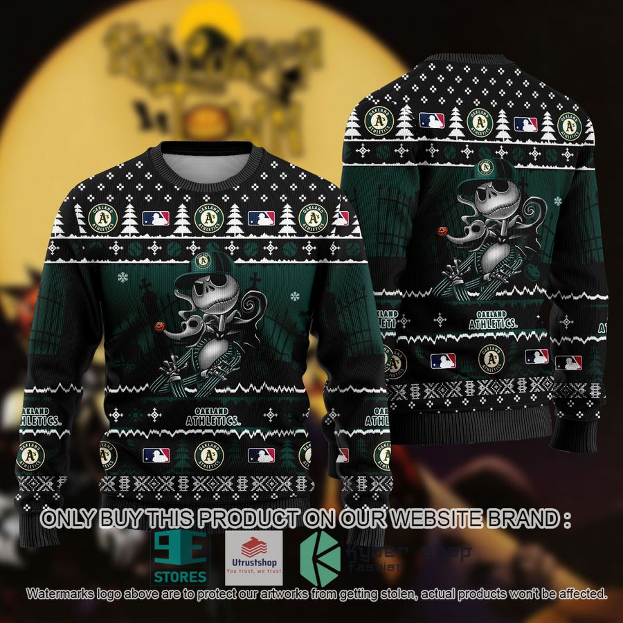 mlb jack skellington oakland athletics ugly christmas sweater 1 88733