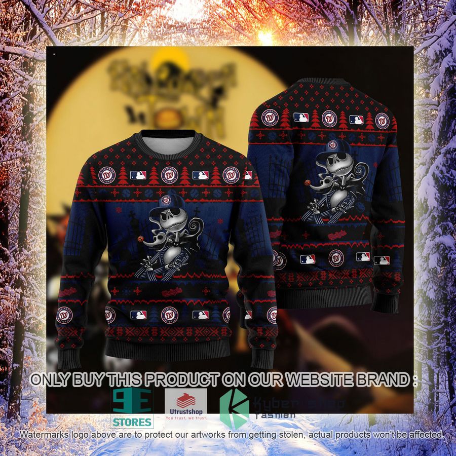NEW Jack Skellington Washington Nationals Sweatshirt 4 mlb jack skellington washington nationals ugly christmas sweater 4 52226