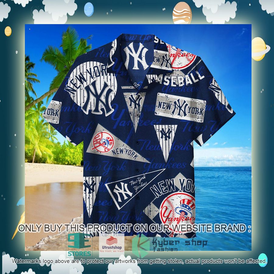 NEW MLB New York Yankees Logo Hawaii Shirt 2 mlb new york yankees logo hawaiian shirt 2 74015