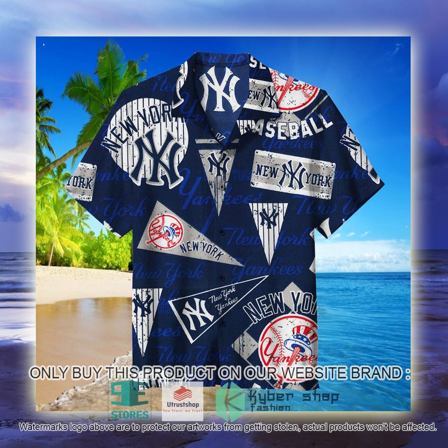 NEW MLB New York Yankees Logo Hawaii Shirt 3 mlb new york yankees logo hawaiian shirt 3 64386
