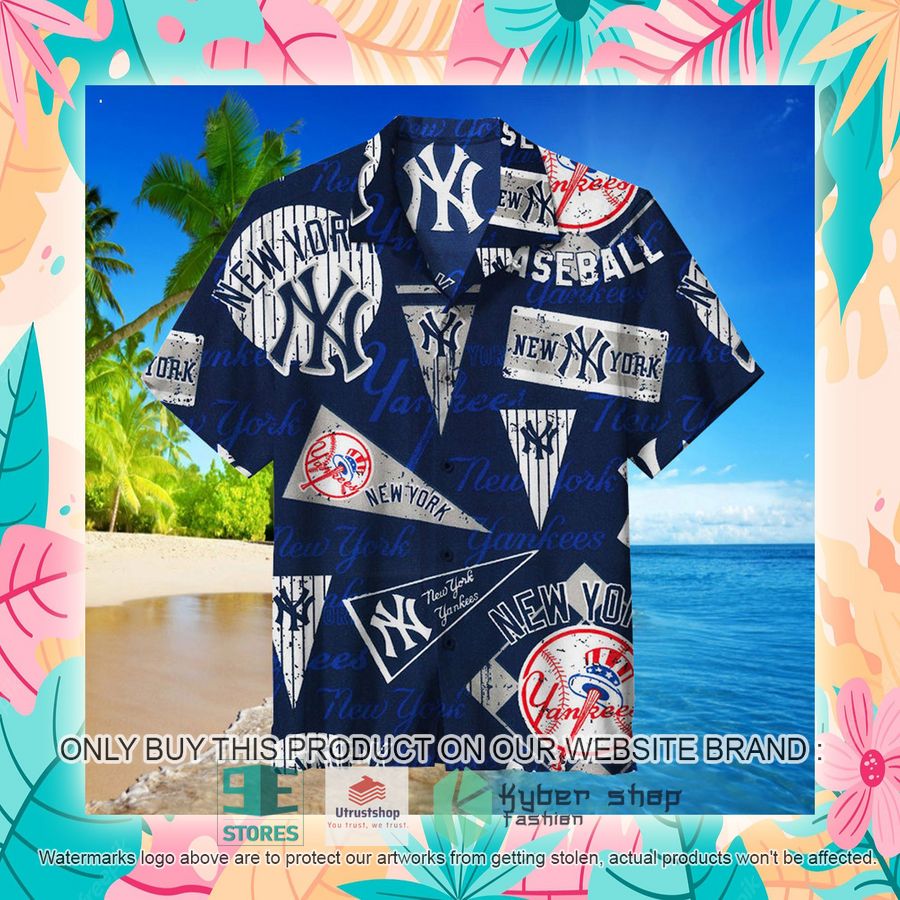 NEW MLB New York Yankees Logo Hawaii Shirt 4 mlb new york yankees logo hawaiian shirt 4 11065
