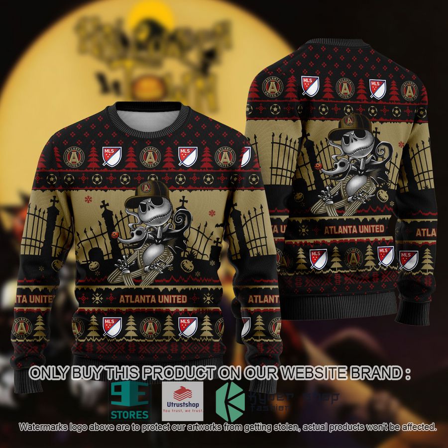 NEW Jack Skellington Atlanta United FC Sweatshirt 9 mls jack skellington atlanta united fc ugly christmas sweater 1 798