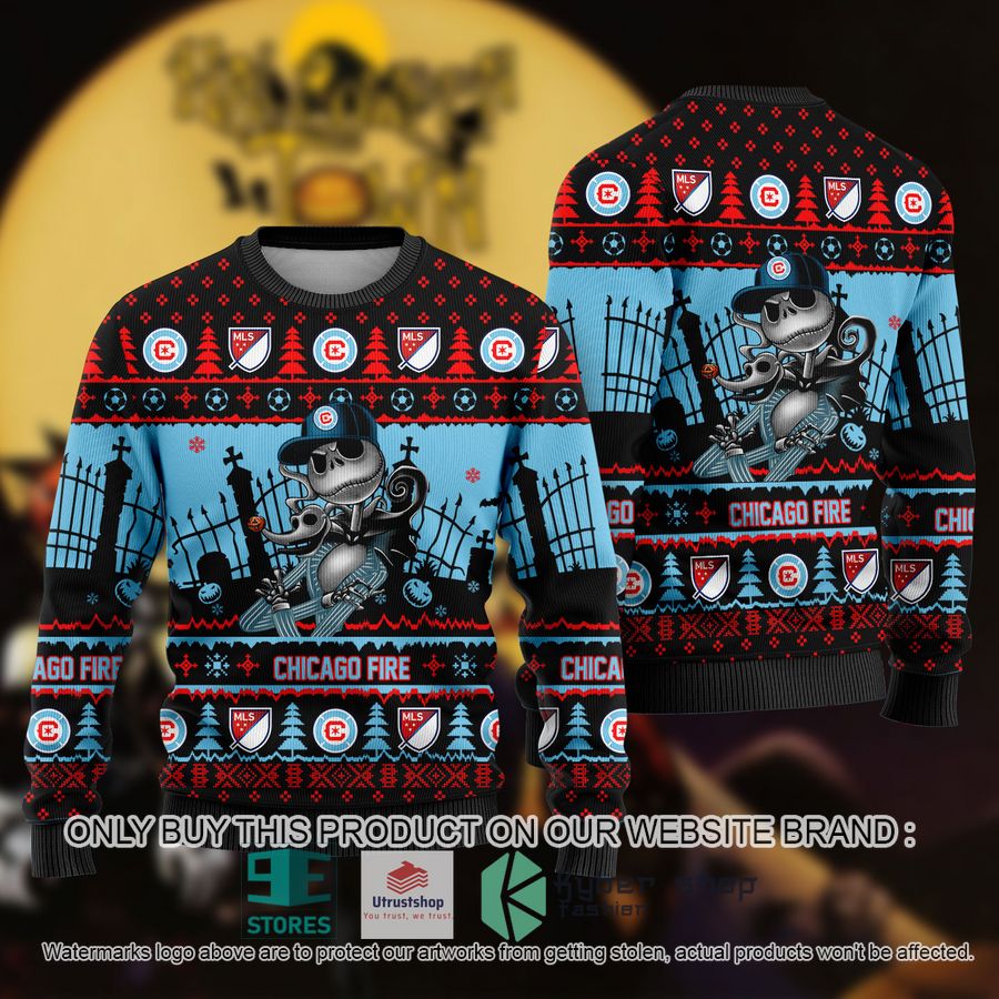 mls jack skellington chicago fire ugly christmas sweater 1 39316