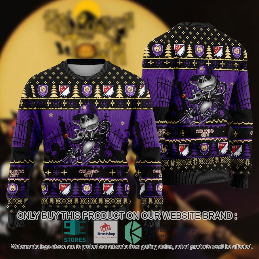NEW Jack Skellington Orlando City SC Sweatshirt 9 mls jack skellington orlando city sc ugly christmas sweater 1 1296