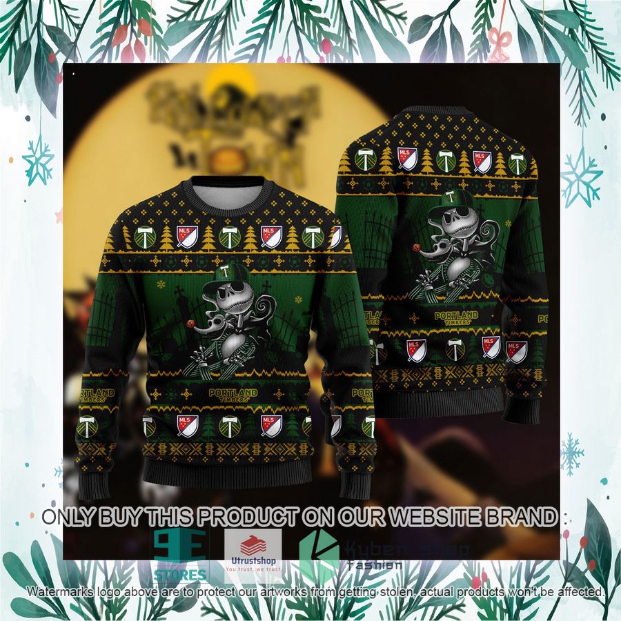 NEW Jack Skellington Portland Timbers Sweatshirt 3 mls jack skellington portland timbers ugly christmas sweater 3 41893