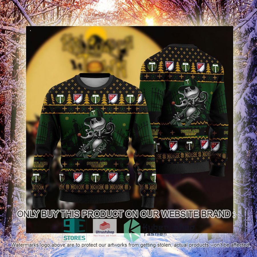 NEW Jack Skellington Portland Timbers Sweatshirt 4 mls jack skellington portland timbers ugly christmas sweater 4 49059