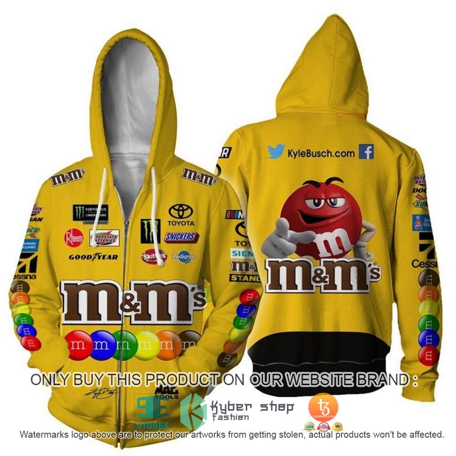 HOT M&M Kyle Busch Racing 3D Full printed Shirt, Hoodie 2 mm kyle busch racing 3d shirt hoodie 2 94778