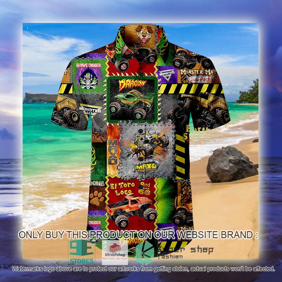 NEW Monster Jam Monster Truck Hawaii Shirt 3 monster jam monster truck hawaiian shirt 3 45489