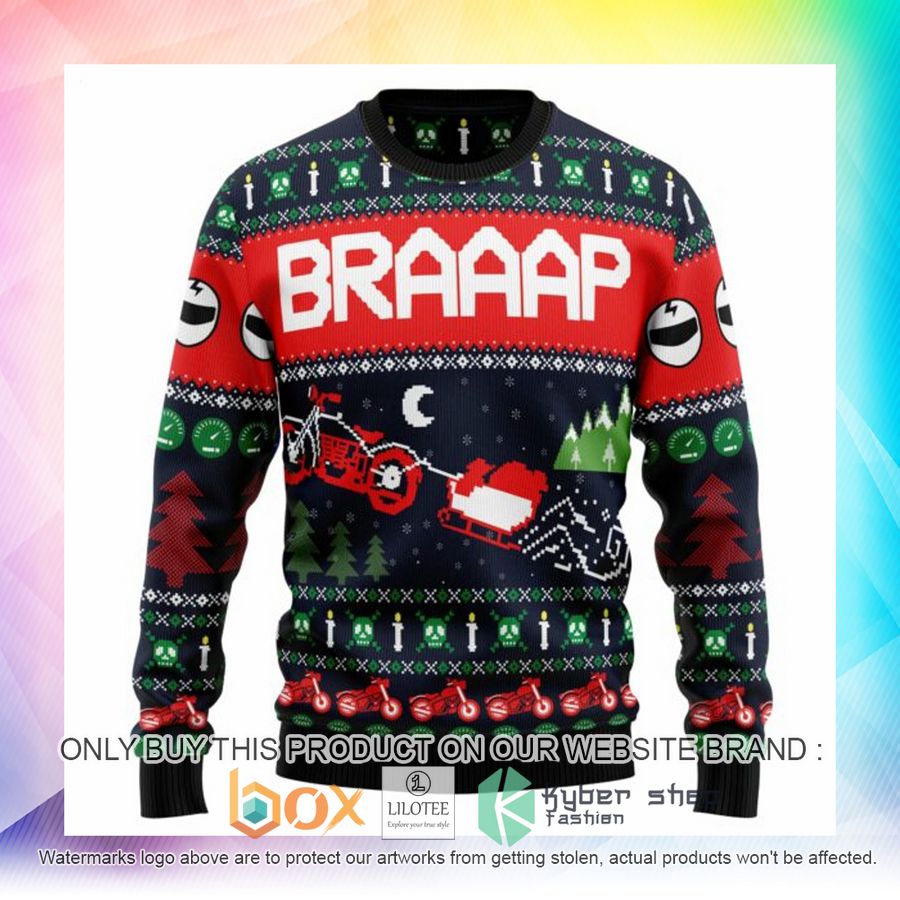 motorbike braaap ugly christmas sweatshirt 2 94821