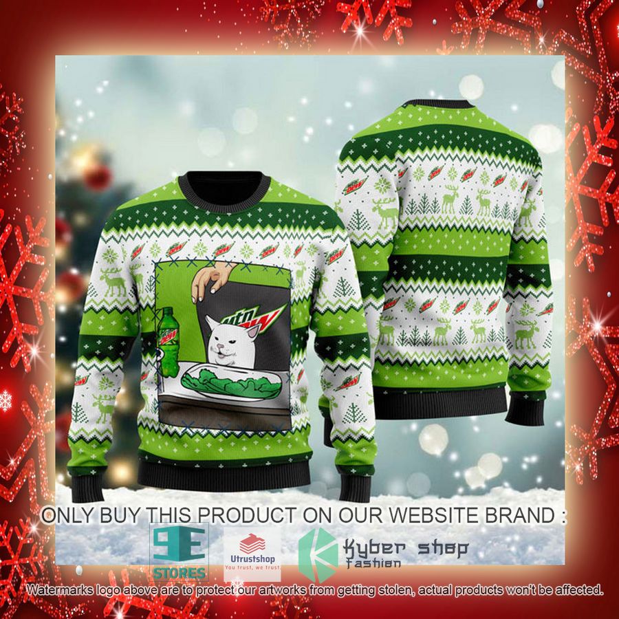 NEW Mountain Dew Cat Meme Christmas Ugly Sweater 3 mountain dew cat meme ugly christmas sweater 3 89453