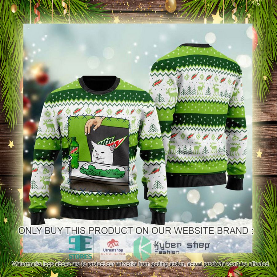 NEW Mountain Dew Cat Meme Christmas Ugly Sweater 4 mountain dew cat meme ugly christmas sweater 4 16927